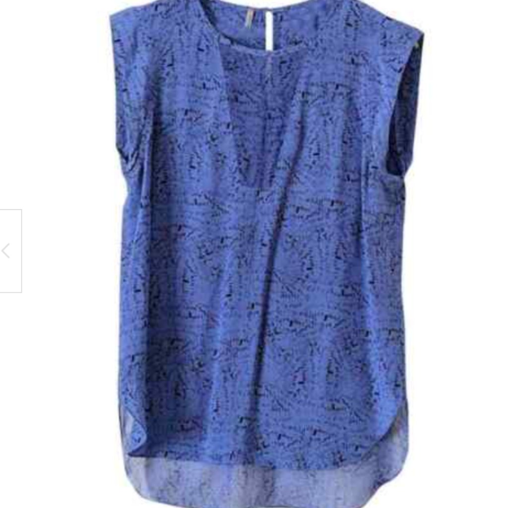 Rebecca Taylor Charlie Top Blouse Blue Ultra Etchprint $288 Rare Style Size 12